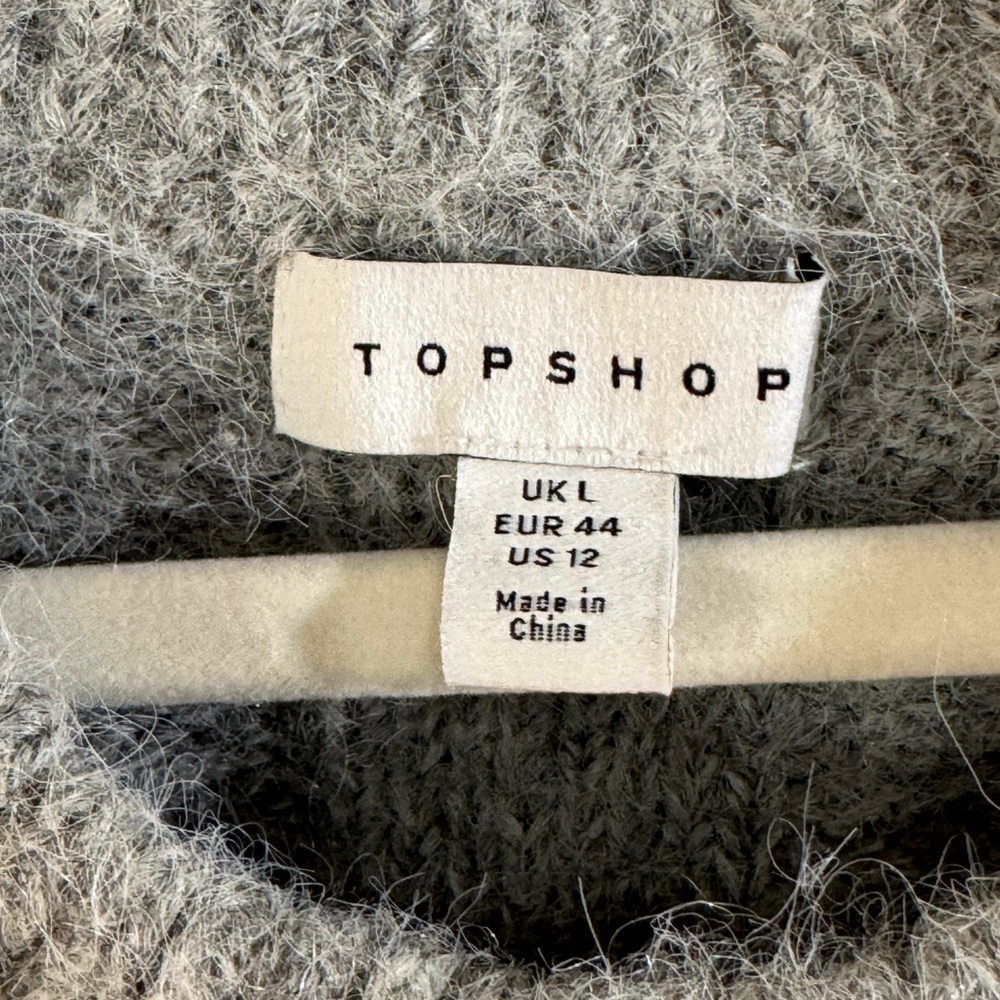 Topshop Women’s Heather Gray Oversized Crewneck Sweater - Picture 6 of 7